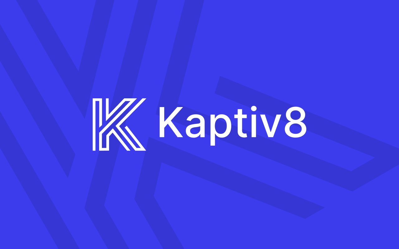 Kaptiv8 logo in white on blue background